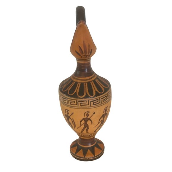 Greek Pitcher Ewer Hand Painted Pottery Vase A Xipolias Epidavros Greece 8.5 x3 - Picture 2 of 8